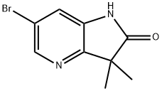 6-溴-3,3-二甲基-1H,2H,3H-吡咯并[3,2-B]吡啶-2-酮 结构式