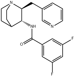 3,5-difluoro-N-((2S,3R)-2-(pyridin-3-ylmethyl)quinuclidin-3-yl)benzamide 结构式