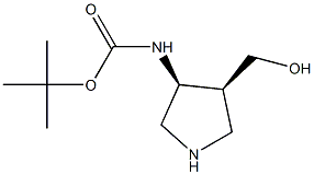 REL-1,1-二甲基乙基 N-[(3R,4R)-4-羟甲基-3-吡咯烷基]氨基甲酸酯 结构式