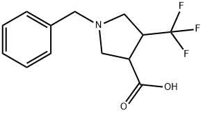 1-苄基-4-(三氟甲基)吡咯烷-3-羧酸 结构式