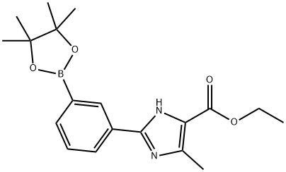 5-METHYL-2-[3-(4,4,5,5-TETRAMETHYL-[1,3,2]DIOXABOROLAN-2-YL)-PHENYL]-3H-IMIDAZOLE-4-CARBOXYLIC ACID ETHYL ESTER 结构式