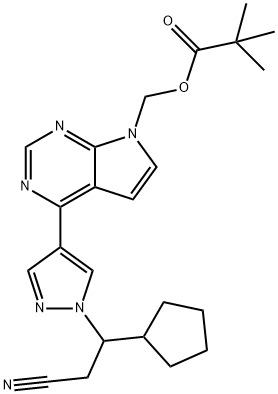 (4-(1-(2-氰基-1-环戊基乙基)-1H-吡唑-4-基)-7H-吡咯并[2,3-D]嘧啶-7-基)特戊酸甲酯 结构式