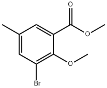 3-溴-2-甲氧基-5-甲基苯甲酸甲酯 结构式