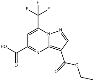 3-Ethoxycarbonyl-7-(trifluoromethyl)pyrazolo[1,5-a]pyrimidine-5-carboxylic acid 结构式