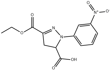 3-(ethoxycarbonyl)-1-(3-nitrophenyl)-4,5-dihydro-1H-pyrazole-5-carboxylic acid 结构式