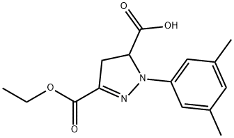 1-(3,5-dimethylphenyl)-3-(ethoxycarbonyl)-4,5-dihydro-1H-pyrazole-5-carboxylic acid 结构式