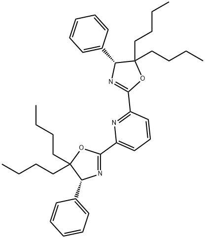 2,6-双[(4R)-5,5-二丁基-4,5-二氢-4-苯基-2-恶唑基]吡啶 结构式