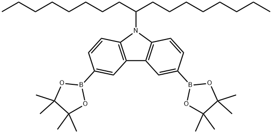 9H-Carbazole, 9-(1-octylnonyl)-3,6-bis(4,4,5,5-tetramethyl-1,3,2-dioxaborolan-2-yl)- 结构式