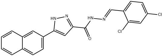 (E)-N-(2,4-dichlorobenzylidene)-3-(naphthalen-2-yl)-1H-pyrazole-5-carbohydrazide 结构式