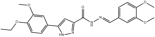 (E)-N-(3,4-dimethoxybenzylidene)-3-(4-ethoxy-3-methoxyphenyl)-1H-pyrazole-5-carbohydrazide 结构式