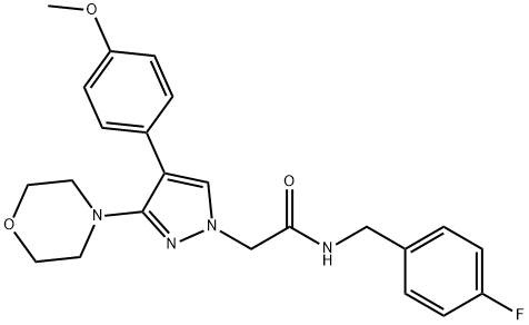 N-[(4-fluorophenyl)methyl]-2-[4-(4-methoxyphenyl)-3-morpholin-4-ylpyrazol-1-yl]acetamide 结构式