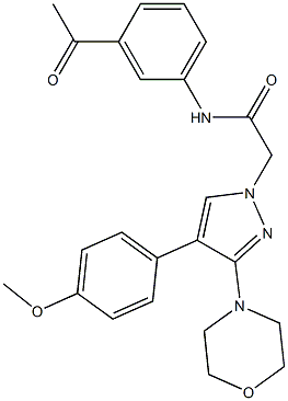 N-(3-acetylphenyl)-2-[4-(4-methoxyphenyl)-3-morpholin-4-ylpyrazol-1-yl]acetamide 结构式