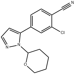 2-chloro-4-(1-(tetrahydro-2H-pyran-2-yl)-1H-pyrazol-5-yl)benzonitrile 结构式