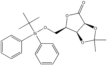 5-叔丁基二苯基硅基-2,3-O-亚异丙基-D-核糖酸-1,4-内酯 结构式