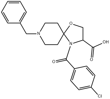 8-benzyl-4-(4-chlorobenzoyl)-1-oxa-4,8-diazaspiro[4.5]decane-3-carboxylic acid 结构式