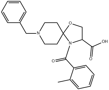 8-benzyl-4-(2-methylbenzoyl)-1-oxa-4,8-diazaspiro[4.5]decane-3-carboxylic acid 结构式