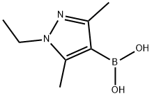 (1-乙基-3,5-二甲基-1H-吡唑-4-基)硼酸 结构式