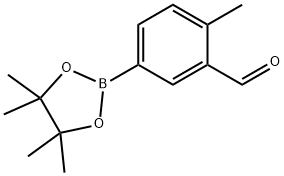 2-甲基-5-(四甲基-1,3,2-二氧杂硼环戊烷-2-基)苯甲醛 结构式