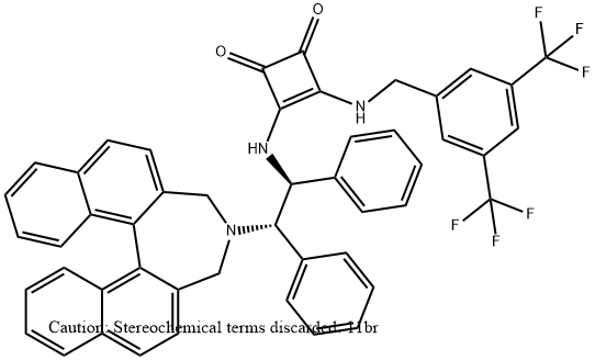 3-[[[3,5-双(三氟甲基)苯基]甲基]氨基]-4-[[(1S,2S)-2-[(11BR)-3,5-二氢-4H-二萘[2,1]-C:1',2'-E]氮杂-4-基]-1,2-二苯基乙基]氨基]-3-环丁烯-1,2-二酮 结构式