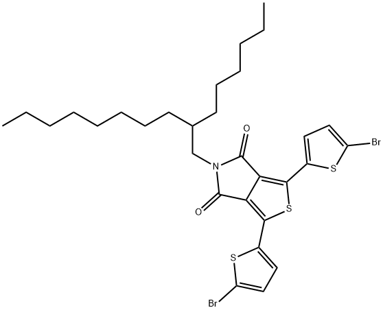 1-(4-Bromothiophen-2-yl)-3-(5-bromothiophen-2-yl)-5-(2-hexyldecyl)-4H-thieno-[3,4-c]pyrrole-4,6(5H)-dione 结构式