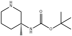 tert-butyl N-[(3S)-3-methylpiperidin-3-yl]carbamate 结构式