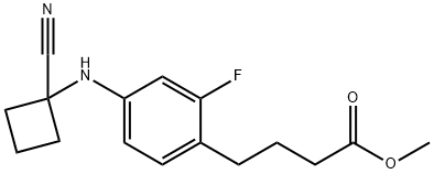 Benzenebutanoic acid, 4-[(1-cyanocyclobutyl)amino]-2-fluoro-, methyl ester 结构式
