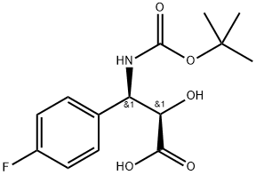 N-(Tert-Butoxy)Carbonyl (2R,3R)-3-Amino-3-(4-fluoro-phenyl)-2-hydroxypropionic acid 结构式