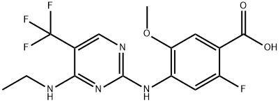 4-((4-(ETHYLAMINO)-5-(TRIFLUOROMETHYL)PYRIMIDIN-2-YL)AMINO)-2-FLUORO-5-METHOXYBENZOIC ACID 结构式