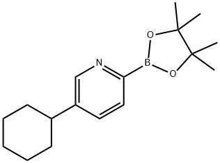 5-cyclohexyl-2-(4,4,5,5-tetramethyl-1,3,2-dioxaborolan-2-yl)pyridine 结构式