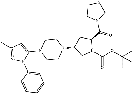 (2S,4R)-4-(4-(3-甲基-1-苯基-1H-吡唑-5-基)哌嗪-1-基)-2-(噻唑烷-3 结构式