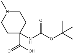 4-((叔丁氧基羰基)氨基)-1-甲基哌啶-4-羧酸 结构式