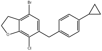 4-BROMO-7-CHLORO-6-(4-CYCLOPROPYLBENZYL)-2,3-DIHYDROBENZOFURAN 结构式