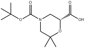 (R)-4-(叔丁氧基羰基)-6,6-二甲基吗啉-2-羧酸 结构式