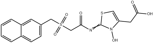 2,3-Dihydro-3-hydroxy-2-[[2-[(2-naphthalenylmethyl)sulfonyl]acetyl]imino]-4-thiazoleacetic acid 结构式