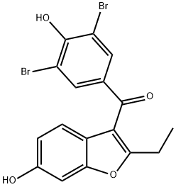 METHANONE,(3,5-DIBROMO-4-HYDROXYPHENYL)(2-ETHYL-6-HYDROXY-3-BENZOFURANYL)- 结构式