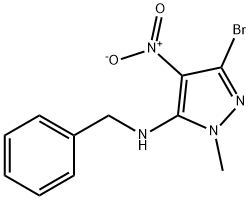 N-苄基-3-溴-1-甲基-4-硝基-1H-吡唑-5-胺 结构式