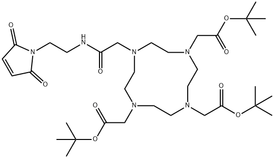 1,4,7,10-Tetraazacyclododecane-1,4,7-triacetic acid, 10-[2-[[2-(2,5-dihydro-2,5-dioxo-1H-pyrrol-1-yl)ethyl]amino]-2-oxoethyl]-, 1,4,7-tris(1,1-dimethylethyl) ester 结构式