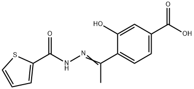 2-Thiophenecarboxylic acid, 2-[1-(4-carboxy-2-hydroxyphenyl)ethylidene]hydrazide 结构式
