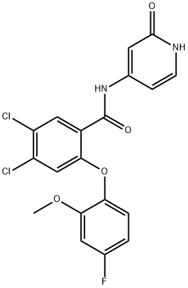 4,5-Dichloro-N-(1,2-dihydro-2-oxo-4-pyridinyl)-2-(4-fluoro-2-methoxyphenoxy)benzamide 结构式