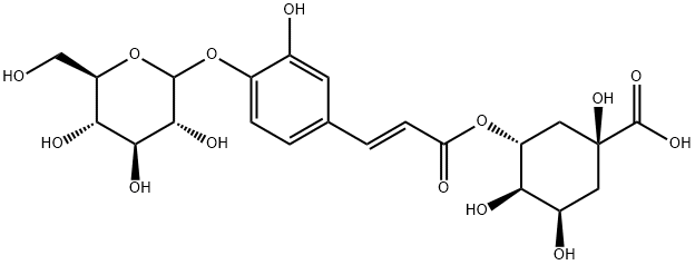 5-O-[4'-O-(Β-D-吡喃葡萄糖基)咖啡酰基]奎宁酸 结构式