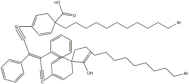 双(11-溴十六烷基)4,4'-(((1,2-二苯基乙烯-1,2-二基)双(4,1-亚苯基))双(乙炔-2,1-二基))(Z)-二苯甲酸酯 结构式