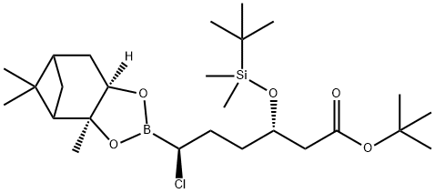 (3S,6S)-TERT-BUTYL 3-(TERT-BUTYLDIMETHYLSILYLOXY)-6-CHLORO-6-[(2S,6R)-2,9,9-TRIMETHYL-3,5-DIOXA-4-BORATRICYCLO[6.1.1.02,6]DECAN-4-YL]HEXANOATE 结构式