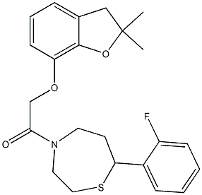 2-[(2,2-dimethyl-3H-1-benzofuran-7-yl)oxy]-1-[7-(2-fluorophenyl)-1,4-thiazepan-4-yl]ethanone 结构式