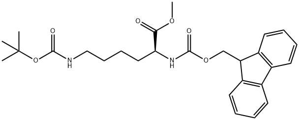 (S)-METHYL 2-((((9H-FLUOREN-9-YL)METHOXY)CARBONYL)AMINO)-6-((TERT-BUTOXYCARBONYL)AMINO)HEXANOATE 结构式