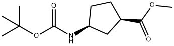 methyl (1R,3S)-3-{[(tert-butoxy)carbonyl]amino}cyclopentane-1-carboxylate 结构式