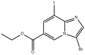 3-Bromo-8-iodo-imidazo[1,2-a]pyridine-6-carboxylic acid ethyl ester 结构式