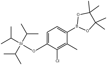 [2-氯-3-甲基-4-(4,4,5,5-四甲基-1,3,2-二氧硼杂环戊烷-2-基)苯氧基]三异丙基硅烷 结构式