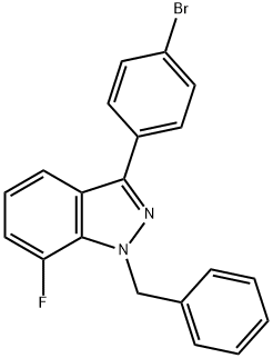 1-苄基-7-氟-3-(4-溴苯基)-1H-吲唑 结构式