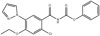 phenyl (2-chloro-4-ethoxy-5-(1H-pyrazol-1-yl)benzoyl)carbamate 结构式