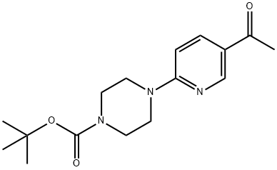 1-Piperazinecarboxylic acid, 4-(5-acetyl-2-pyridinyl)-, 1,1-dimethylethyl ester 结构式